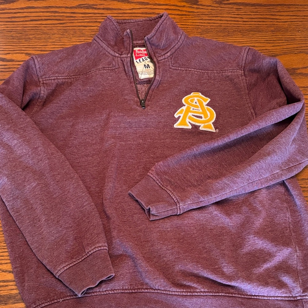 League Burgundy Arizona State Zip-Up Men's Sweater